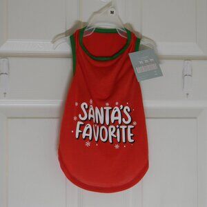 Urban Essentials Pets Christmas Dog Tee "Santa's Favorite" Red Green NWT